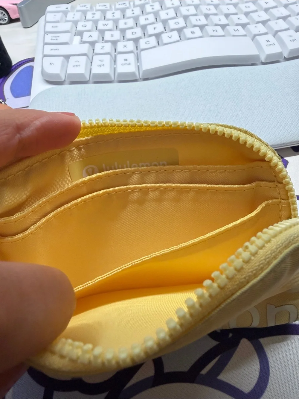 lululemon athletica Yellow Zip Keyring Pouch